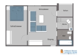 Grundriss - Perfekt für Singles & Paare: Praktische Zwei-Zimmer-Wohnung